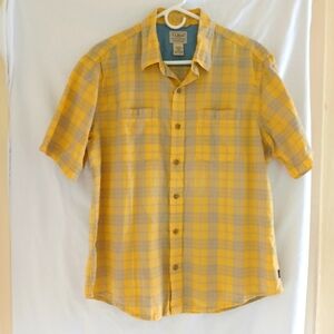 LL Bean Linen/Tencel/Cotton Blend Summer Plaid Shirt